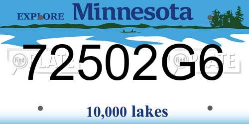 72502G6 Minnesota License Plate