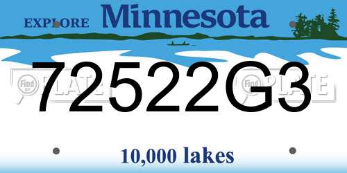 72522G3 Minnesota License Plate