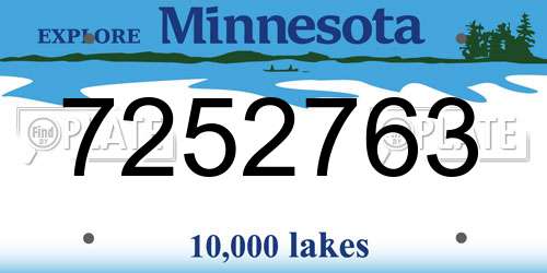 7252763 Minnesota License Plate