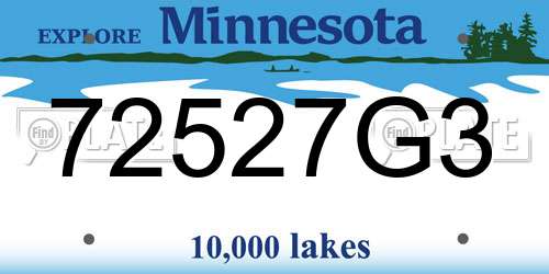 72527G3 Minnesota License Plate