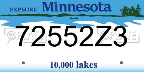 72552Z3 Minnesota License Plate