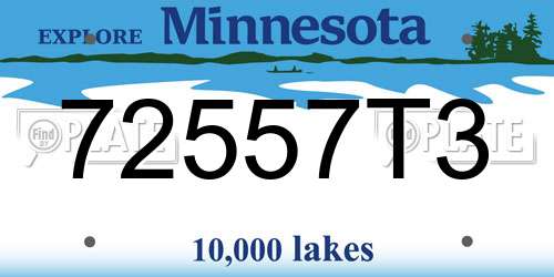 72557T3 Minnesota License Plate