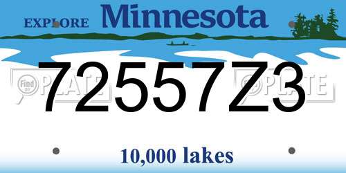 72557Z3 Minnesota License Plate