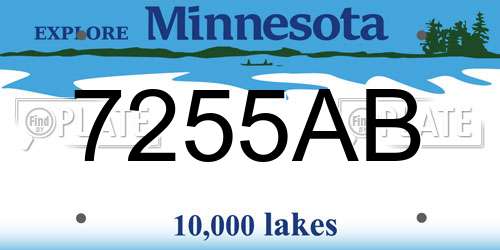 7255AB Minnesota License Plate