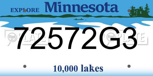 72572G3 Minnesota License Plate