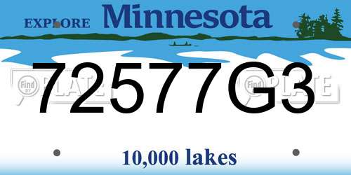 72577G3 Minnesota License Plate