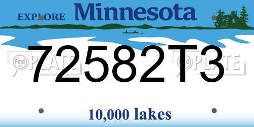 72582T3 Minnesota License Plate