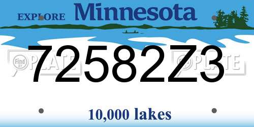 72582Z3 Minnesota License Plate