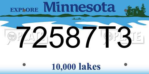 72587T3 Minnesota License Plate