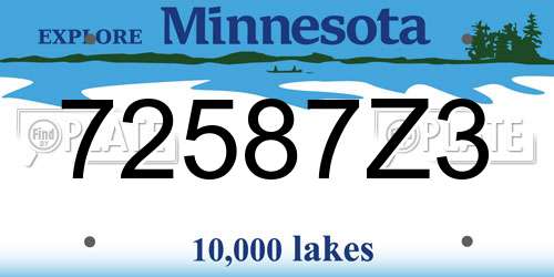 72587Z3 Minnesota License Plate