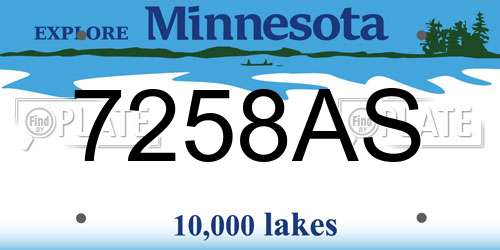 7258AS Minnesota License Plate
