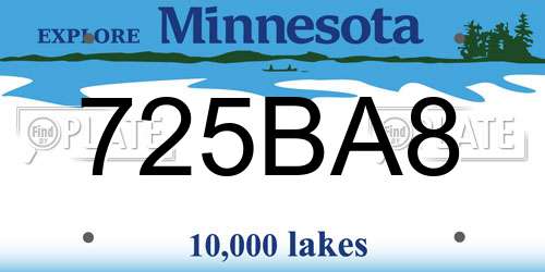 725BA8 Minnesota License Plate