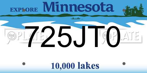 725JT0 Minnesota License Plate