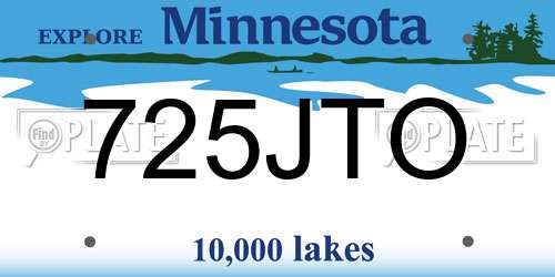 725JTO Minnesota License Plate