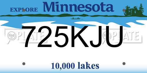 725KJU Minnesota License Plate