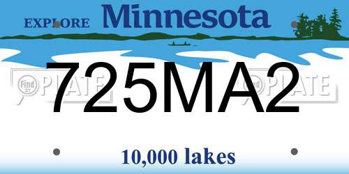 725MA2 Minnesota License Plate