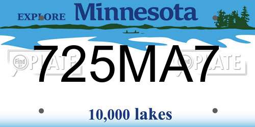 725MA7 Minnesota License Plate
