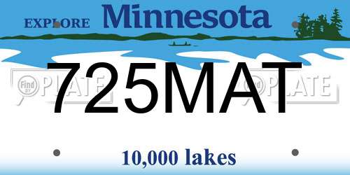 725MAT Minnesota License Plate