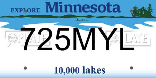 725MYL Minnesota License Plate