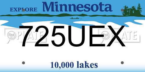 725UEX Minnesota License Plate