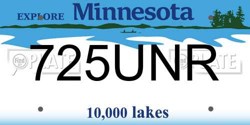 725UNR Minnesota License Plate