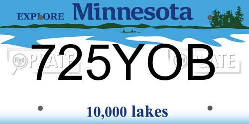 725YOB Minnesota License Plate