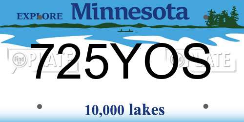 725YOS Minnesota License Plate