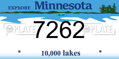 7262 Minnesota License Plate