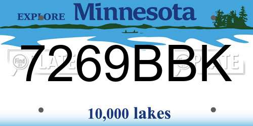 7269BBK Minnesota License Plate
