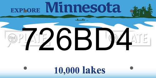 726BD4 Minnesota License Plate