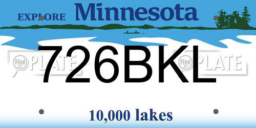 726BKL Minnesota License Plate