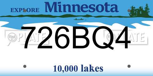 726BQ4 Minnesota License Plate