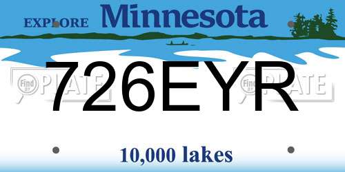 726EYR Minnesota License Plate