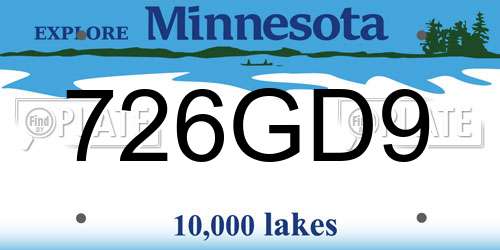 726GD9 Minnesota License Plate