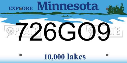 726GO9 Minnesota License Plate