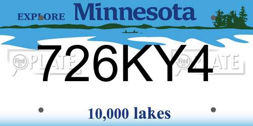 726KY4 Minnesota License Plate