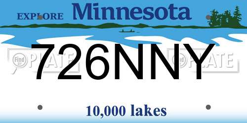 726NNY Minnesota License Plate