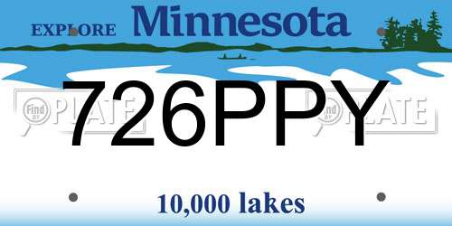 726PPY Minnesota License Plate
