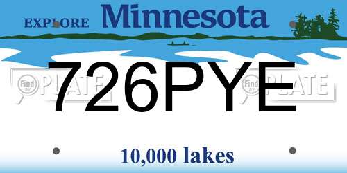 726PYE Minnesota License Plate
