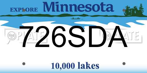 726SDA Minnesota License Plate