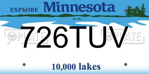 726TUV Minnesota License Plate