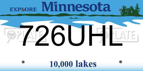726UHL Minnesota License Plate