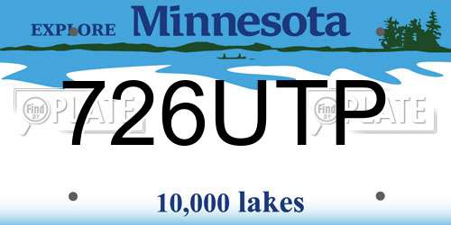 726UTP Minnesota License Plate
