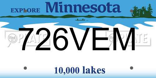 726VEM Minnesota License Plate