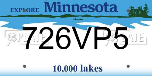726VP5 Minnesota License Plate