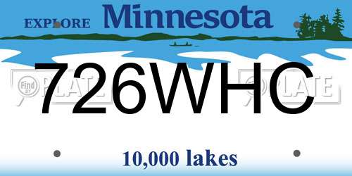 726WHC Minnesota License Plate