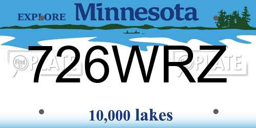 726WRZ Minnesota License Plate
