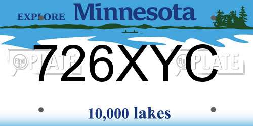 726XYC Minnesota License Plate