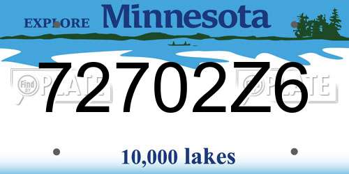 72702Z6 Minnesota License Plate