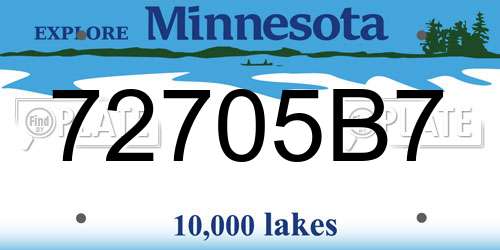 72705B7 Minnesota License Plate